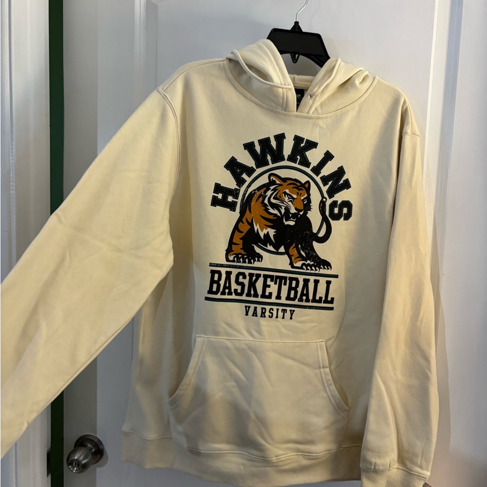 Mens Stranger Things Hawkins Tigers Pullover Sweatshirt/ Hoodie Sz L NWT